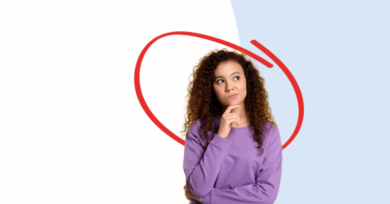 young women thinking with her hand under her chin