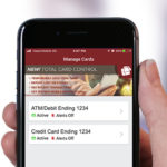 screenshot of a mobile phone showing the card control feature in the honor credit union mobile app