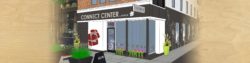 architect rendering image of what Connect Center will look like from a street-view | Honor Credit Union