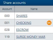 screenshot of what savings accounts look like within online banking