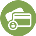 icon of a lock symbol with a credit card