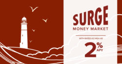 image of a lighthouse with text promoting surge money market | Honor Credit Union