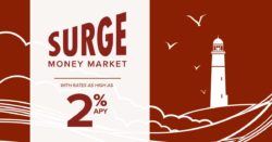 image of a lighthouse with text promoting honor credit union's surge money market | Honor Credit Union