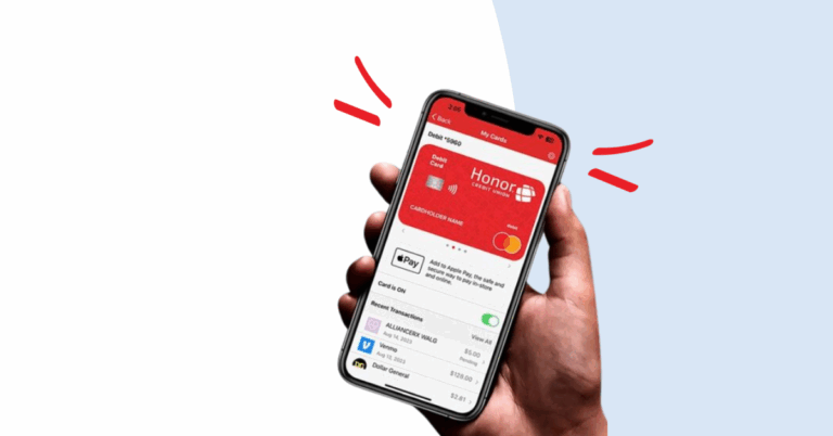hand holding a cell phone with Honor Mobile app showing the credit card management feature