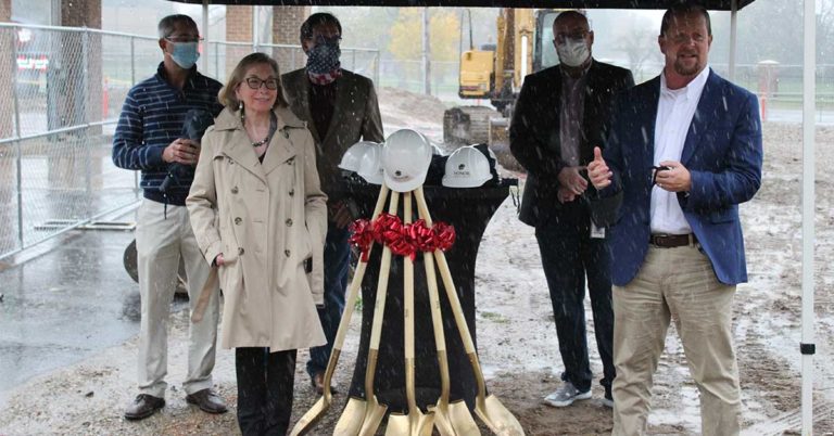 photo of community representatives and honor team members at the berrien springs member center groundbreaking on october 23, 2020