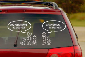 image of stick figures on the back of a vehicle windshield discussing honor credit union's auto loan refinance offer | Honor Credit Union