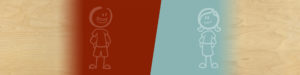 image of a stick figure person drawn in white on a red background standing next to a stick figure drawn in white standing on a teal background | Honor Credit Union