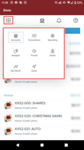 screenshot image of MoneyMap in the Honor app on a smartphone device | Honor Credit Union