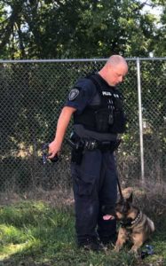 photo of battle creek police department patrol dog skube with handler corporal kevin farnham | Honor Credit Union