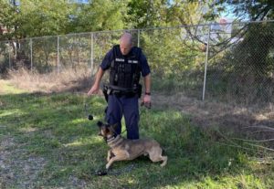 photo of battle creek police department patrol dog skube with handler corporal kevin farnham | Honor Credit Union