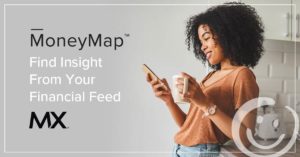 image of a woman holding a phone with text on the image promoting the MoneyMap financial tracking solution | Honor Credit Union