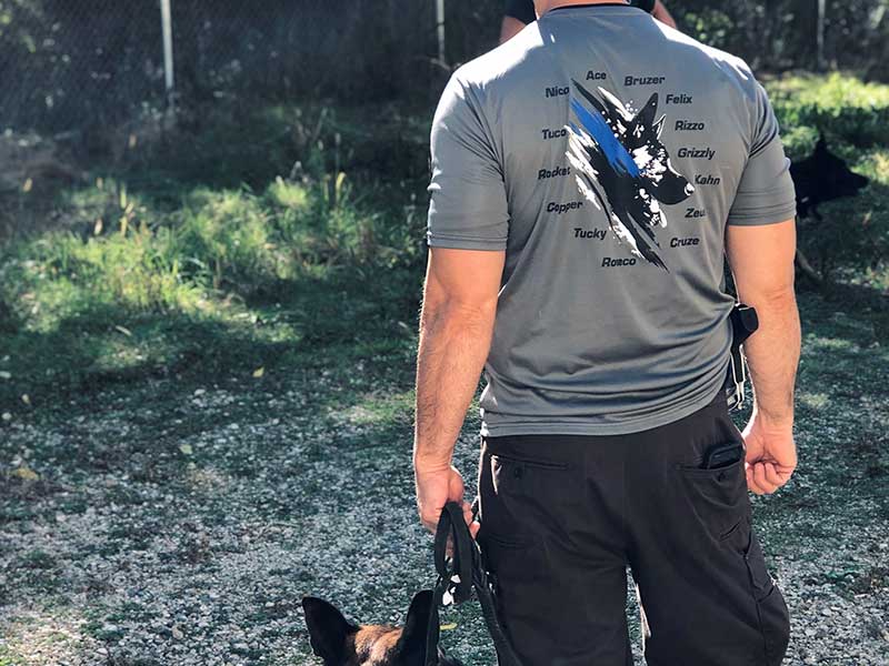 photo of a battle creek police officer training a k-9 patrol dog