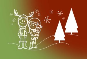 image that includes two stick figure people celebrating the holiday season | Honor Credit Union