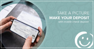 image of a person taking a picture of the front of a check with a smartphone and using mobile check deposit in the honor credit union mobile app | Honor Credit Union