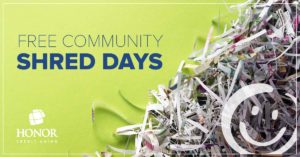 image of shredded paper on a green background | Honor Credit Union