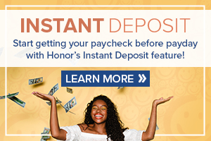 image promoting honor credit union's instant deposit feature