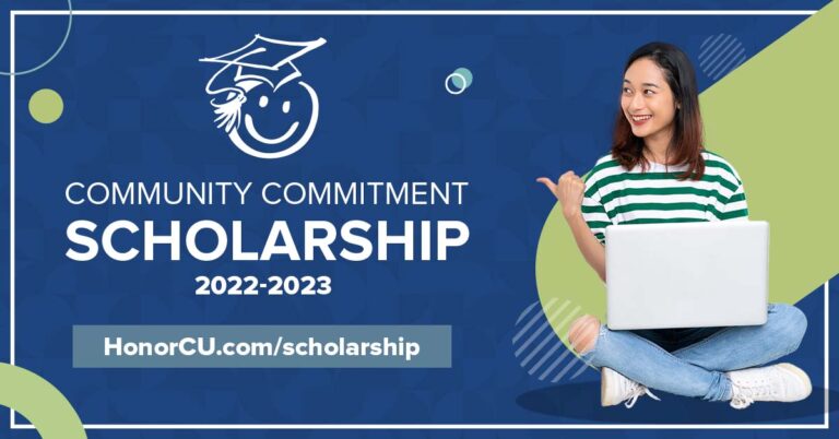 image promoting the 2022 honor credit union community commitment scholarship campaign