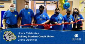 image featuring students and faculty from covert public schools at the student credit union grand opening | Honor Credit Union