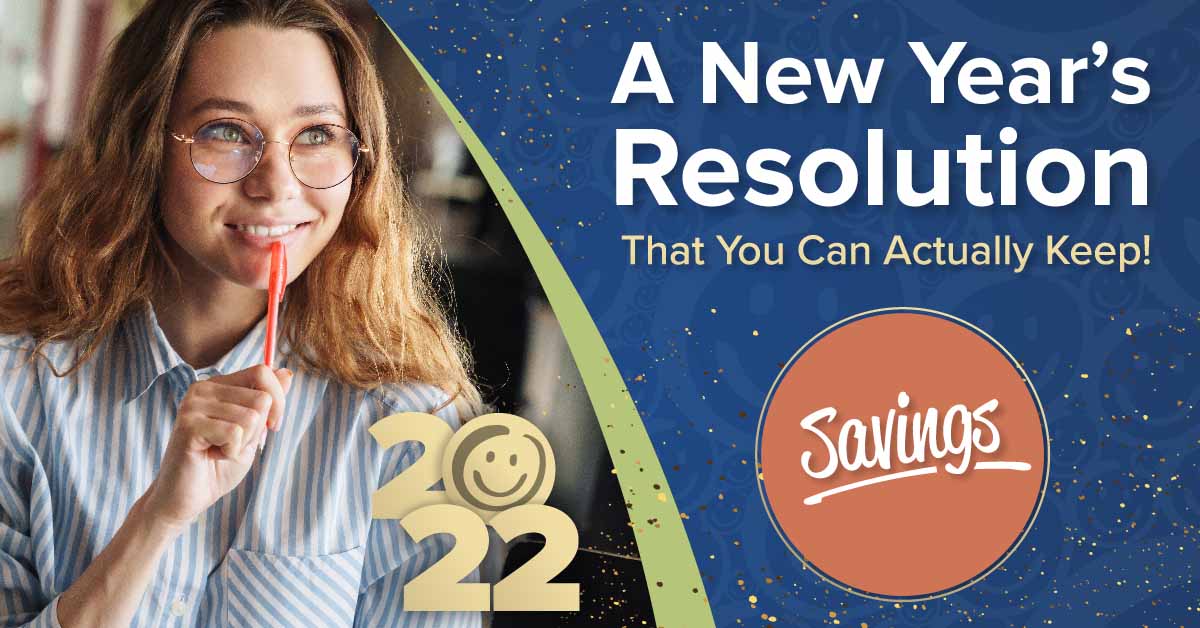 image o fa woman wearing glasses with text promoting a blog post about saving money