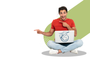 college student sitting with a laptop computer on his lap | Honor Credit Union