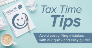 image with a notepad, pen and text promoting tax time tips from honor credit union | Honor Credit Union