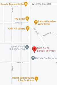 map image showing location of the new honor credit union baroda member center