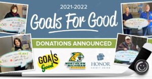 image featuring donation recipients from honor's goals for good campaign with northern michigan university hockey team | Honor Credit Union