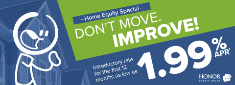 stick figure with an excited look on its face standing next to text describing a home equity line of credit special offer