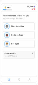 Screenshot of Zogo topic options | Honor Credit Union