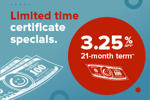 image with blue background promoting a special certificate of deposit rate