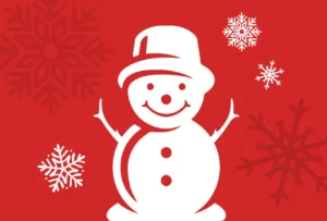 smiling snowman on a red background | Honor Credit Union