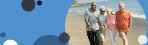 two couples walking on the beach together | Honor Credit Union