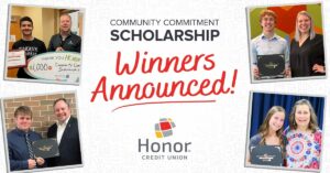 image promoting the announcement of the 2023 honor credit union community commitment scholarship winners | Honor Credit Union