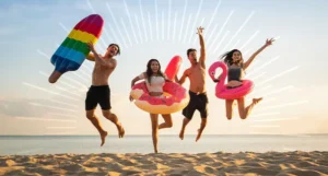 people jumping in the air at the beach | Honor Credit Union