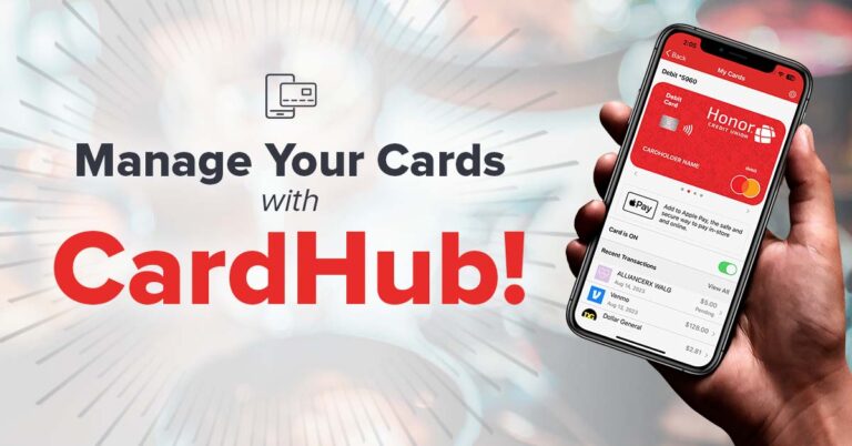 image of cardhub card control feature within honor's mobile app