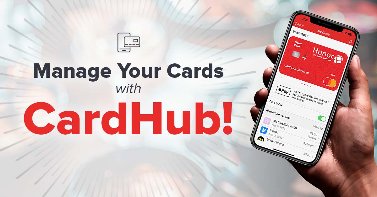 image of cardhub card control feature within honor's mobile app