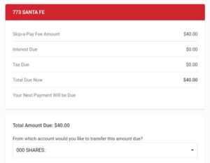 skip a pay screenshot from honor's online banking | Honor Credit Union