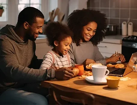 family sitting around a kitchen table