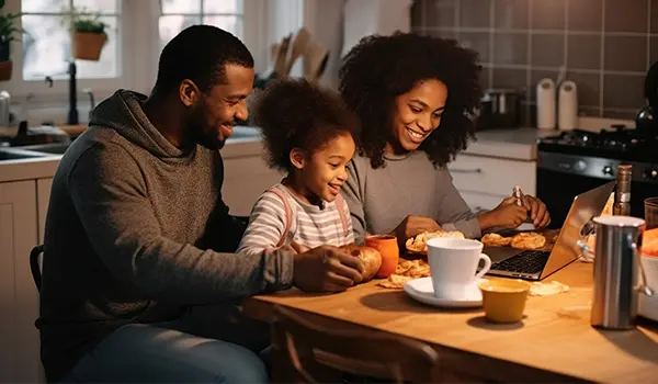 family sitting around a kitchen table