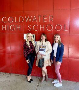Teacher Awards winner from Coldwater, Sarah Davis with Honor team members Jenni Cordova and Erin Wohlgamuth | Honor Credit Union