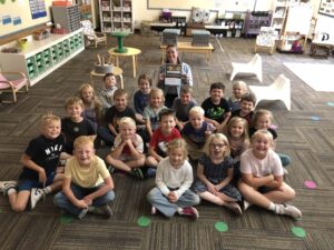 Teacher Awards Winner Emily Pettinga of Hudsonville Public Schools in Jenison, MI with her students | Honor Credit Union