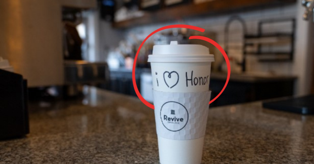 coffee cup with I heart Honor written on it | Honor Credit Union