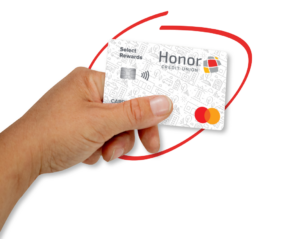 hand holding an Honor Select Rewards Credit Card | Honor Credit Union