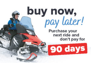buy now, pay later! purchase your next ride and don't pay for 90 days. Man riding a snowmobile | Honor Credit Union
