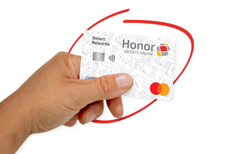 hand holding a Honor select rewards card