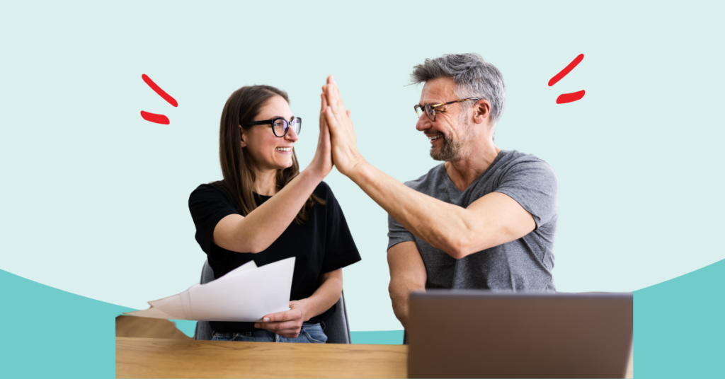 couple high fiving that they learned how to use their tax funds wisely