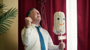 A lonely banker yells at his mop friend | Honor Credit Union