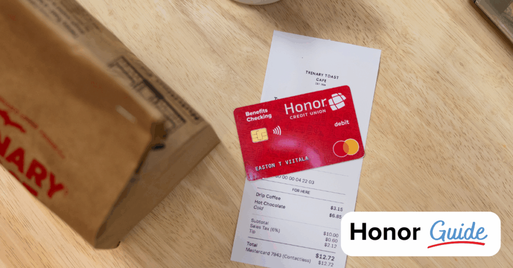 credit card and receipt for food order