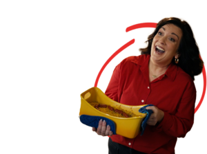 a friendly Honor employee with a cassarole | Honor Credit Union
