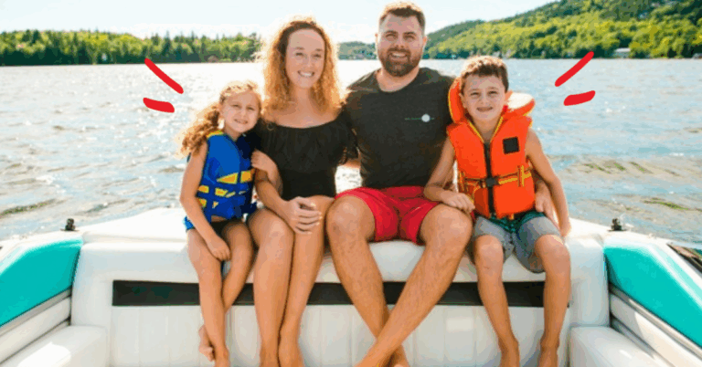 Family on a boat